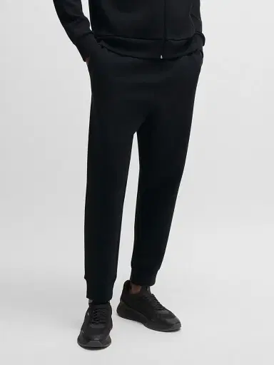 BOSS Men's Stretch-Cotton Tracksuit Bottoms with Logo Print - Black | Thumbnail 2 BOSS Men's Stretch-Cotton Tracksuit Bottoms with Logo Print - Black | Thumbnail 2
