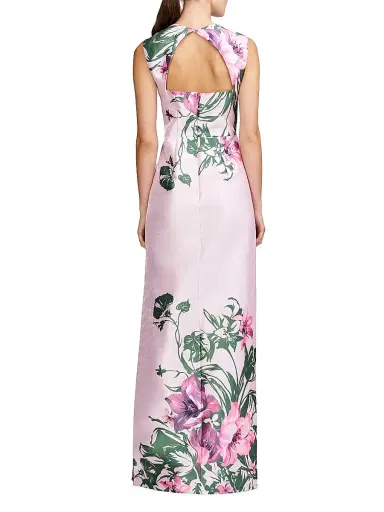 Kay Unger Women's Ayla Lily Satin Column Gown - Pink Pearl Multi | Thumbnail 3 Kay Unger Women's Ayla Lily Satin Column Gown - Pink Pearl Multi | Thumbnail 3