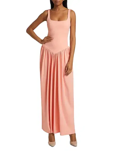 Mariandree Gaitan Women's Viana Pleated Maxi Dress - Coral - Size Large | Thumbnail 2 Mariandree Gaitan Women's Viana Pleated Maxi Dress - Coral - Size Large | Thumbnail 2