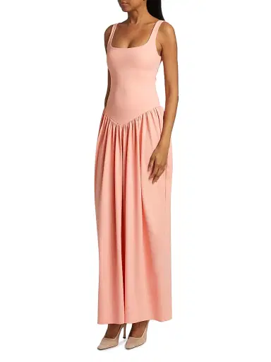Mariandree Gaitan Women's Viana Pleated Maxi Dress - Coral - Size Large | Thumbnail 4 Mariandree Gaitan Women's Viana Pleated Maxi Dress - Coral - Size Large | Thumbnail 4