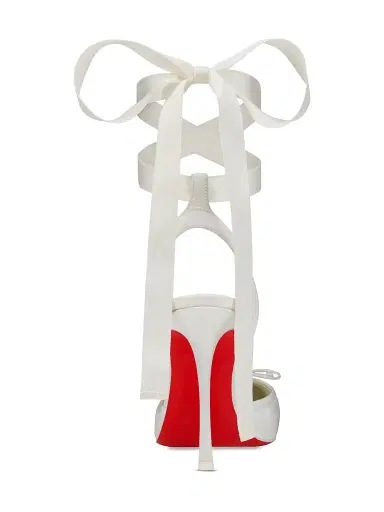 Christian Louboutin Women's Cassia Lace Up 100MM Satin Pumps - Ivory - Size 12 | Thumbnail 3 Christian Louboutin Women's Cassia Lace Up 100MM Satin Pumps - Ivory - Size 12 | Thumbnail 3