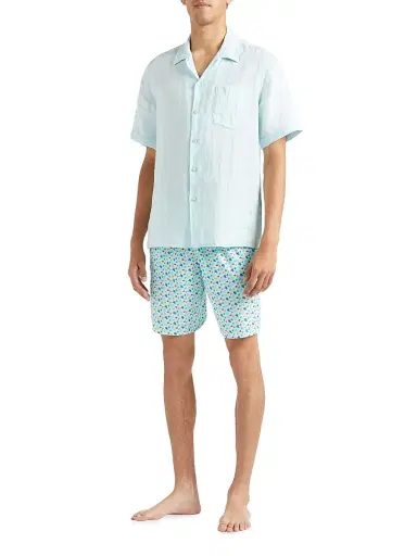 Vilebrequin Men's Mineral Dye Linen Shirt - Pacific | Thumbnail 2 Vilebrequin Men's Mineral Dye Linen Shirt - Pacific | Thumbnail 2