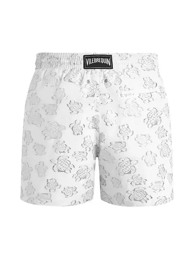 Vilebrequin Men's Metallic Jacquard Swim Shorts - Blanc | Thumbnail 2 Vilebrequin Men's Metallic Jacquard Swim Shorts - Blanc | Thumbnail 2