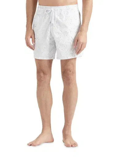 Vilebrequin Men's Metallic Jacquard Swim Shorts - Blanc | Thumbnail 3 Vilebrequin Men's Metallic Jacquard Swim Shorts - Blanc | Thumbnail 3