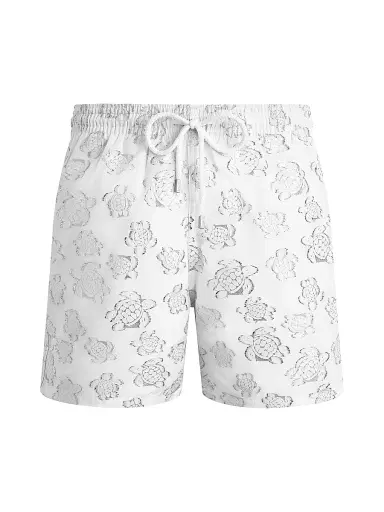 Vilebrequin Men's Metallic Jacquard Swim Shorts - Blanc | Thumbnail 1 Vilebrequin Men's Metallic Jacquard Swim Shorts - Blanc | Thumbnail 1