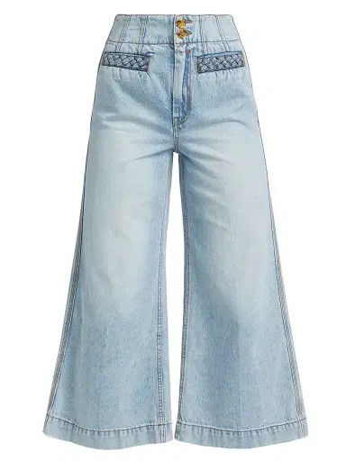 Zimmermann Women's Lucky Washed Cotton Flared Crop Jeans | Thumbnail 1 Zimmermann Women's Lucky Washed Cotton Flared Crop Jeans | Thumbnail 1