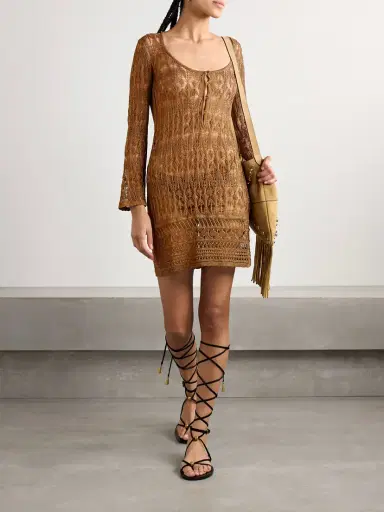 Isabel Marant Pia Metallic Crocheted Mini Dress | Thumbnail 2 Isabel Marant Pia Metallic Crocheted Mini Dress | Thumbnail 2
