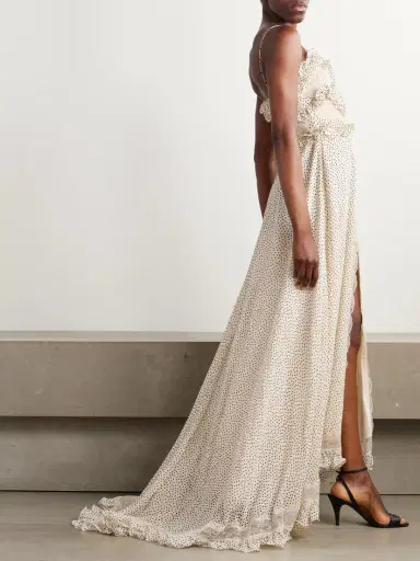 Valentino Garavani Lace-trimmed Ruffled Polka-dot Silk-georgette Gown | Thumbnail 2 Valentino Garavani Lace-trimmed Ruffled Polka-dot Silk-georgette Gown | Thumbnail 2