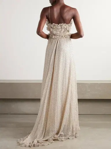 Valentino Garavani Lace-trimmed Ruffled Polka-dot Silk-georgette Gown | Thumbnail 4 Valentino Garavani Lace-trimmed Ruffled Polka-dot Silk-georgette Gown | Thumbnail 4
