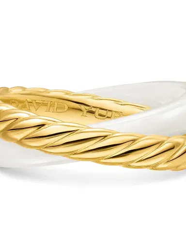 David Yurman Women's Crossover Two Row Rotating Ring in 18K Yellow Gold - Ceramic White | Thumbnail 6 David Yurman Women's Crossover Two Row Rotating Ring in 18K Yellow Gold - Ceramic White | Thumbnail 6