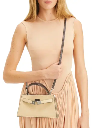Tory Burch Women's Lee Radziwill Petite Leather Top Handle Bag - Praline | Thumbnail 2 Tory Burch Women's Lee Radziwill Petite Leather Top Handle Bag - Praline | Thumbnail 2