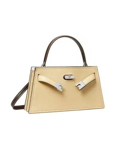 Tory Burch Women's Lee Radziwill Petite Leather Top Handle Bag - Praline | Thumbnail 5 Tory Burch Women's Lee Radziwill Petite Leather Top Handle Bag - Praline | Thumbnail 5