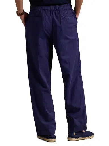 Polo Ralph Lauren Men's Relaxed-Fit Linen-Cotton Pants - Newport Navy | Thumbnail 4 Polo Ralph Lauren Men's Relaxed-Fit Linen-Cotton Pants - Newport Navy | Thumbnail 4