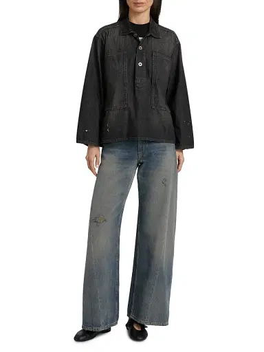 Maison Margiela Women's Oversized Denim Pull-Over Shirt - Black - Size 2 | Thumbnail 2 Maison Margiela Women's Oversized Denim Pull-Over Shirt - Black - Size 2 | Thumbnail 2