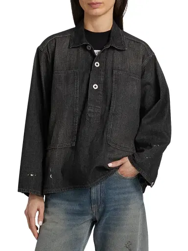 Maison Margiela Women's Oversized Denim Pull-Over Shirt - Black - Size 2 | Thumbnail 3 Maison Margiela Women's Oversized Denim Pull-Over Shirt - Black - Size 2 | Thumbnail 3