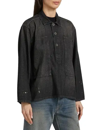 Maison Margiela Women's Oversized Denim Pull-Over Shirt - Black - Size 2 | Thumbnail 4 Maison Margiela Women's Oversized Denim Pull-Over Shirt - Black - Size 2 | Thumbnail 4