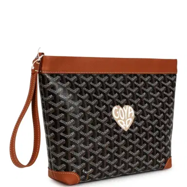 goyard Goyard Goyardine Canvas Black and Tan Conti Pouch Palladium Hardware | Thumbnail 2 goyard Goyard Goyardine Canvas Black and Tan Conti Pouch Palladium Hardware | Thumbnail 2