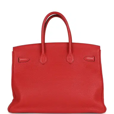 HERMÈS Pre-owned Hermes Birkin 35 Geranium Togo Palladium Hardware | Thumbnail 4 HERMÈS Pre-owned Hermes Birkin 35 Geranium Togo Palladium Hardware | Thumbnail 4
