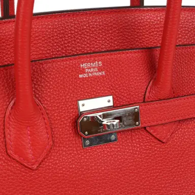 HERMÈS Pre-owned Hermes Birkin 35 Geranium Togo Palladium Hardware | Thumbnail 7 HERMÈS Pre-owned Hermes Birkin 35 Geranium Togo Palladium Hardware | Thumbnail 7