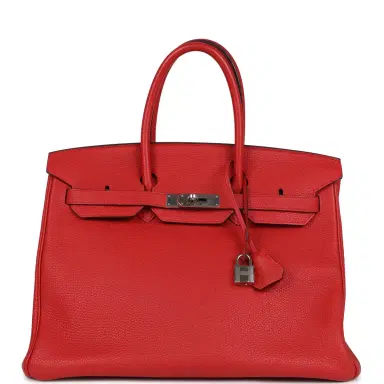 HERMÈS Pre-owned Hermes Birkin 35 Geranium Togo Palladium Hardware | Thumbnail 1 HERMÈS Pre-owned Hermes Birkin 35 Geranium Togo Palladium Hardware | Thumbnail 1
