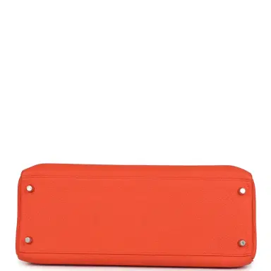 HERMÈS Pre-owned Hermes Kelly Retourne 35 Orange Poppy Togo Palladium Hardware | Thumbnail 6 HERMÈS Pre-owned Hermes Kelly Retourne 35 Orange Poppy Togo Palladium Hardware | Thumbnail 6