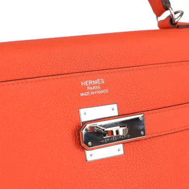 HERMÈS Pre-owned Hermes Kelly Retourne 35 Orange Poppy Togo Palladium Hardware | Thumbnail 7 HERMÈS Pre-owned Hermes Kelly Retourne 35 Orange Poppy Togo Palladium Hardware | Thumbnail 7