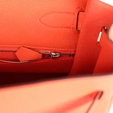 HERMÈS Pre-owned Hermes Kelly Retourne 35 Orange Poppy Togo Palladium Hardware | Thumbnail 9 HERMÈS Pre-owned Hermes Kelly Retourne 35 Orange Poppy Togo Palladium Hardware | Thumbnail 9