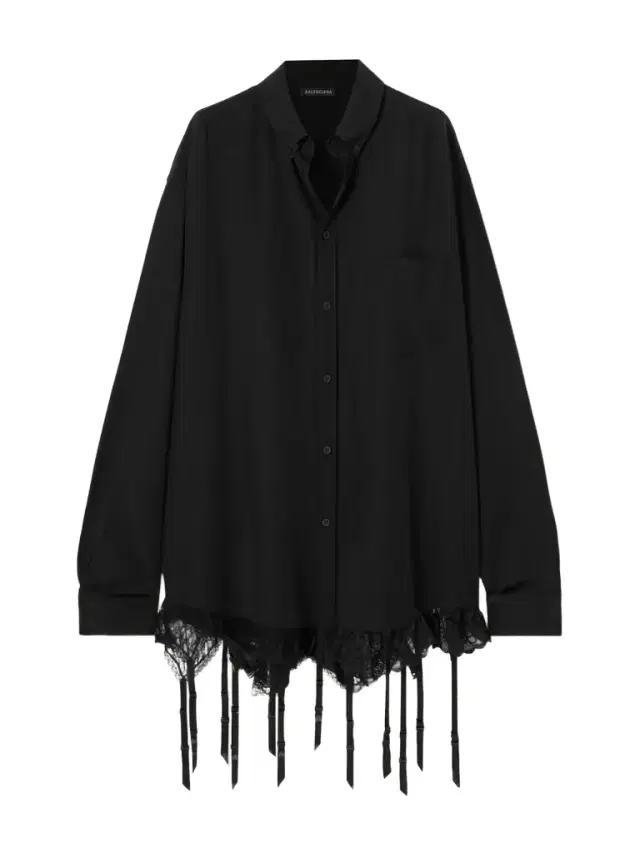 Fringed Lace-trimmed Lyocell-poplin Shirt Fringed Lace-trimmed Lyocell-poplin Shirt