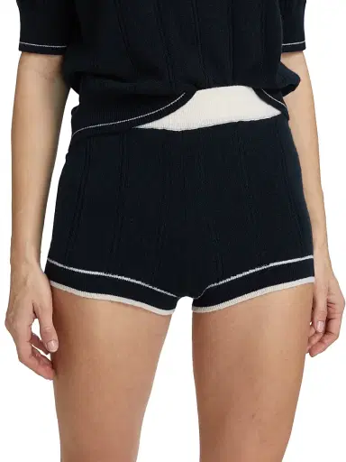 Guest in Residence Women's Racer Cashmere Knit Shorts - Midnight | Thumbnail 3 Guest in Residence Women's Racer Cashmere Knit Shorts - Midnight | Thumbnail 3