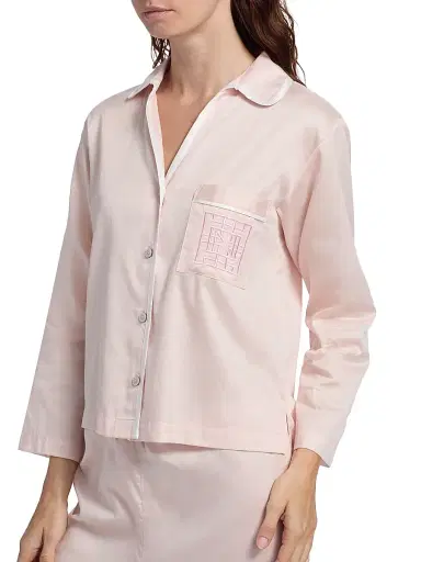 Natori Women's Essentials Embroidered Cotton Sateen Pajamas - Blush Pink | Thumbnail 6 Natori Women's Essentials Embroidered Cotton Sateen Pajamas - Blush Pink | Thumbnail 6