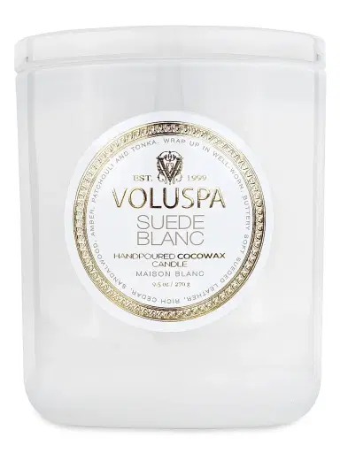 Voluspa Suede Blanc Boxed Classic Candle | Thumbnail 1 Voluspa Suede Blanc Boxed Classic Candle | Thumbnail 1