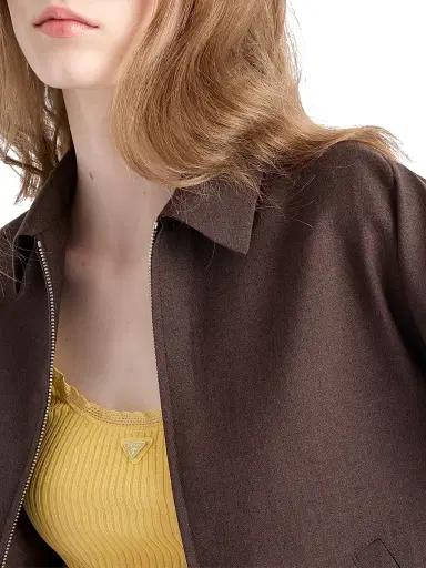 Prada Women's Kid Mohair Blouson Jacket - Brown | Thumbnail 4 Prada Women's Kid Mohair Blouson Jacket - Brown | Thumbnail 4