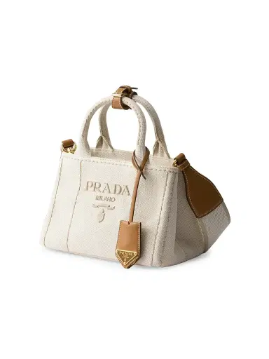 Prada Women's Linen Blend Mini Handbag - Beige Khaki | Thumbnail 2 Prada Women's Linen Blend Mini Handbag - Beige Khaki | Thumbnail 2