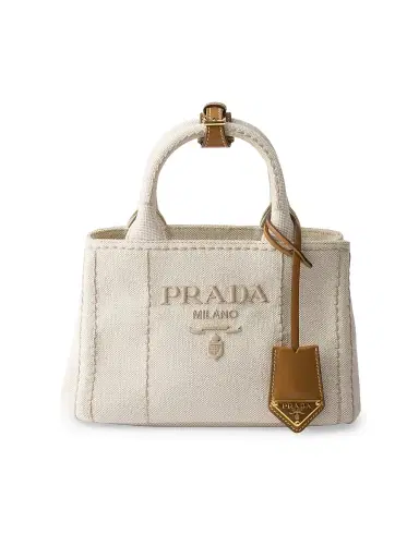 Prada Women's Linen Blend Mini Handbag - Beige Khaki | Thumbnail 1 Prada Women's Linen Blend Mini Handbag - Beige Khaki | Thumbnail 1