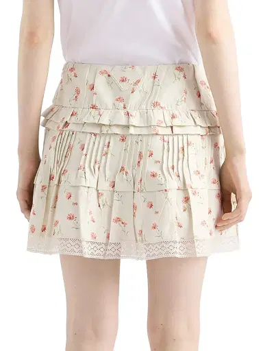 Prada Women's Floral Print Linen Mini Skirt - Beige Khaki | Thumbnail 5 Prada Women's Floral Print Linen Mini Skirt - Beige Khaki | Thumbnail 5