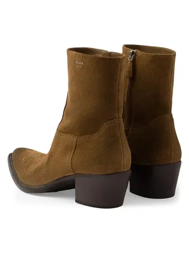 Prada Women's Suede Booties - Brown | Thumbnail 4 Prada Women's Suede Booties - Brown | Thumbnail 4