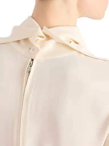 Prada Women's Silk Broadcloth Midi-Dress - Beige Khaki | Thumbnail 6 Prada Women's Silk Broadcloth Midi-Dress - Beige Khaki | Thumbnail 6