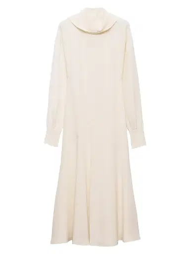 Prada Women's Silk Broadcloth Midi-Dress - Beige Khaki | Thumbnail 1 Prada Women's Silk Broadcloth Midi-Dress - Beige Khaki | Thumbnail 1
