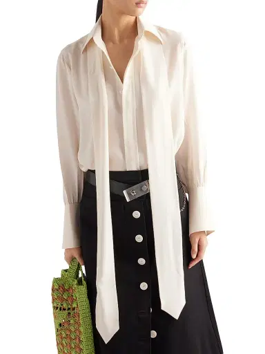 Prada Women's Old Marocain Shirt - Beige Khaki | Thumbnail 2 Prada Women's Old Marocain Shirt - Beige Khaki | Thumbnail 2