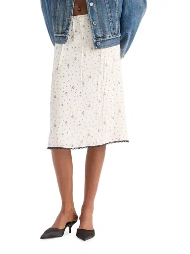 Prada Women's Floral Print Ponge Skirt - White | Thumbnail 2 Prada Women's Floral Print Ponge Skirt - White | Thumbnail 2