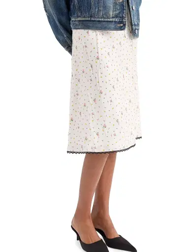 Prada Women's Floral Print Ponge Skirt - White | Thumbnail 3 Prada Women's Floral Print Ponge Skirt - White | Thumbnail 3