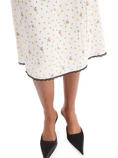 Prada Women's Floral Print Ponge Skirt - White | Thumbnail 4 Prada Women's Floral Print Ponge Skirt - White | Thumbnail 4