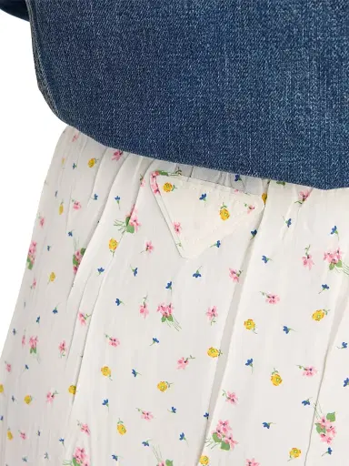 Prada Women's Floral Print Ponge Skirt - White | Thumbnail 6 Prada Women's Floral Print Ponge Skirt - White | Thumbnail 6