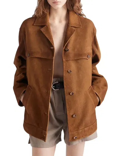 Prada Women's Suede Jacket - Brown | Thumbnail 2 Prada Women's Suede Jacket - Brown | Thumbnail 2