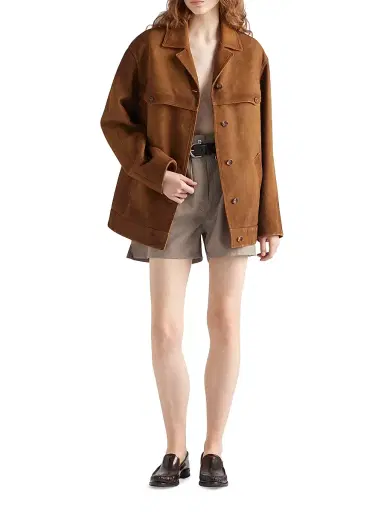 Prada Women's Suede Jacket - Brown | Thumbnail 6 Prada Women's Suede Jacket - Brown | Thumbnail 6
