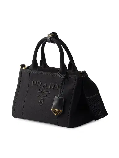 Prada Women's Jardiniere Cotton Canvas Top Handle Bag - Black | Thumbnail 2 Prada Women's Jardiniere Cotton Canvas Top Handle Bag - Black | Thumbnail 2