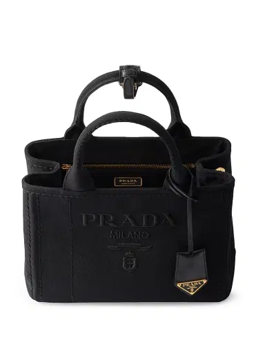 Prada Women's Jardiniere Cotton Canvas Top Handle Bag - Black | Thumbnail 4 Prada Women's Jardiniere Cotton Canvas Top Handle Bag - Black | Thumbnail 4