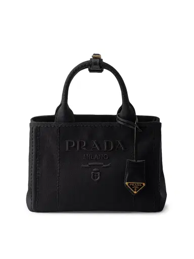 Prada Women's Jardiniere Cotton Canvas Top Handle Bag - Black | Thumbnail 1 Prada Women's Jardiniere Cotton Canvas Top Handle Bag - Black | Thumbnail 1
