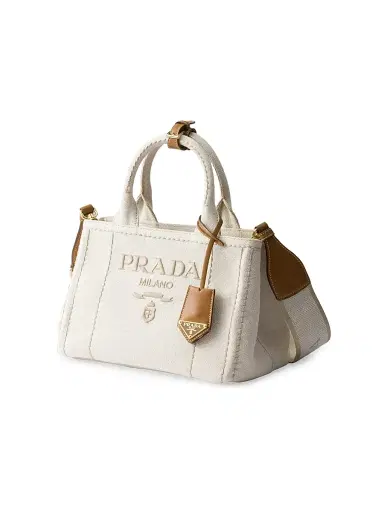 Prada Women's Linen Blend Top Handle Bag - Beige Khaki | Thumbnail 2 Prada Women's Linen Blend Top Handle Bag - Beige Khaki | Thumbnail 2