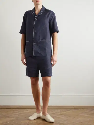 Zegna Camp-Collar Oasi Linen Pyjama Set - Men | Thumbnail 2 Zegna Camp-Collar Oasi Linen Pyjama Set - Men | Thumbnail 2